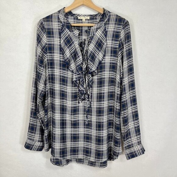 Jane and Delancey Plaid Blouse Lightweight School Girl Academia Coquette Girly L - Picture 1 of 7